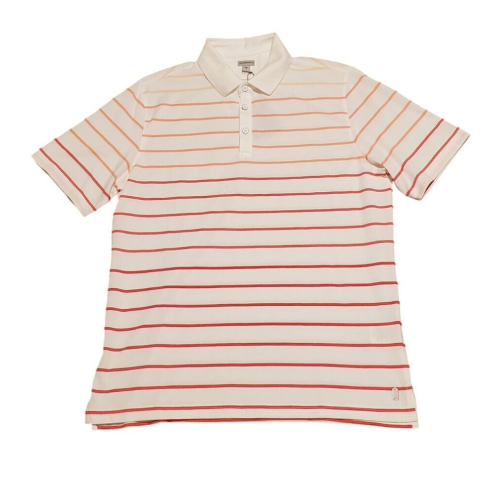 Ashworth EZ-TEC2 Performance Striped Golf Polo Shirt Short Sleeve Men Medium NEW